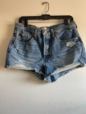 Levi's Distressed Light Blue Denim Cutoff Shorts